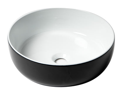 ALFI brand  ABC908 Black & White 15" Round Above Mount Ceramic Sink