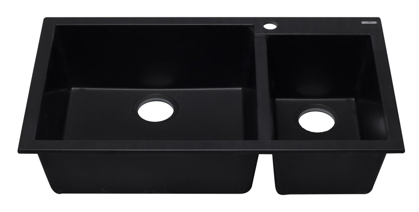 ALFI brand AB3319DI 34" Double Bowl Drop In Granite Composite Kitchen Sink