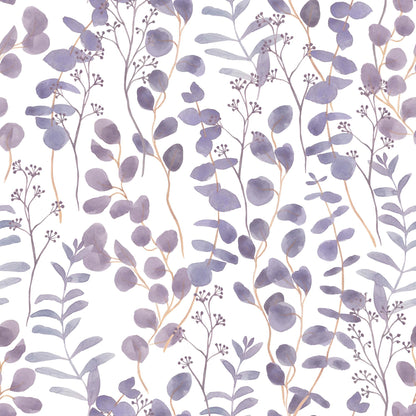 Lilac Eucalyptus Leaves Wallpaper | Kitchen + Metal
