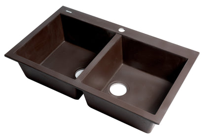 ALFI brand AB3420DI 34" Drop-In Double Bowl Granite Composite Kitchen Sink