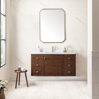 Amberly 48" Single Vanity Cabinet, Mid-Century Walnut