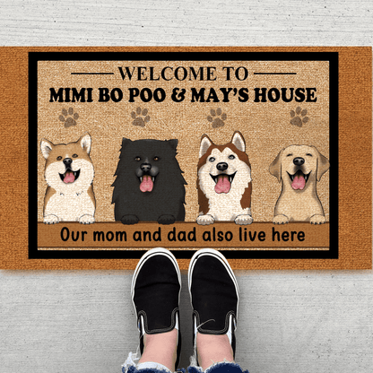 Personalized Dog Doormat - Welcome to Dog's House, the Humans live here too - Custom Gift for Dog Lovers, Owner, Dog Mom, Dog Dad