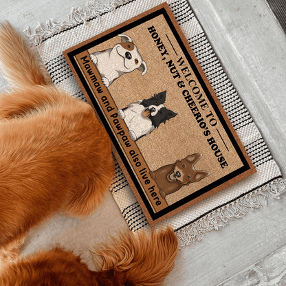 Personalized Dog Doormat - Welcome to Dog's House, the Humans live here too - Custom Gift for Dog Lovers, Owner, Dog Mom, Dog Dad