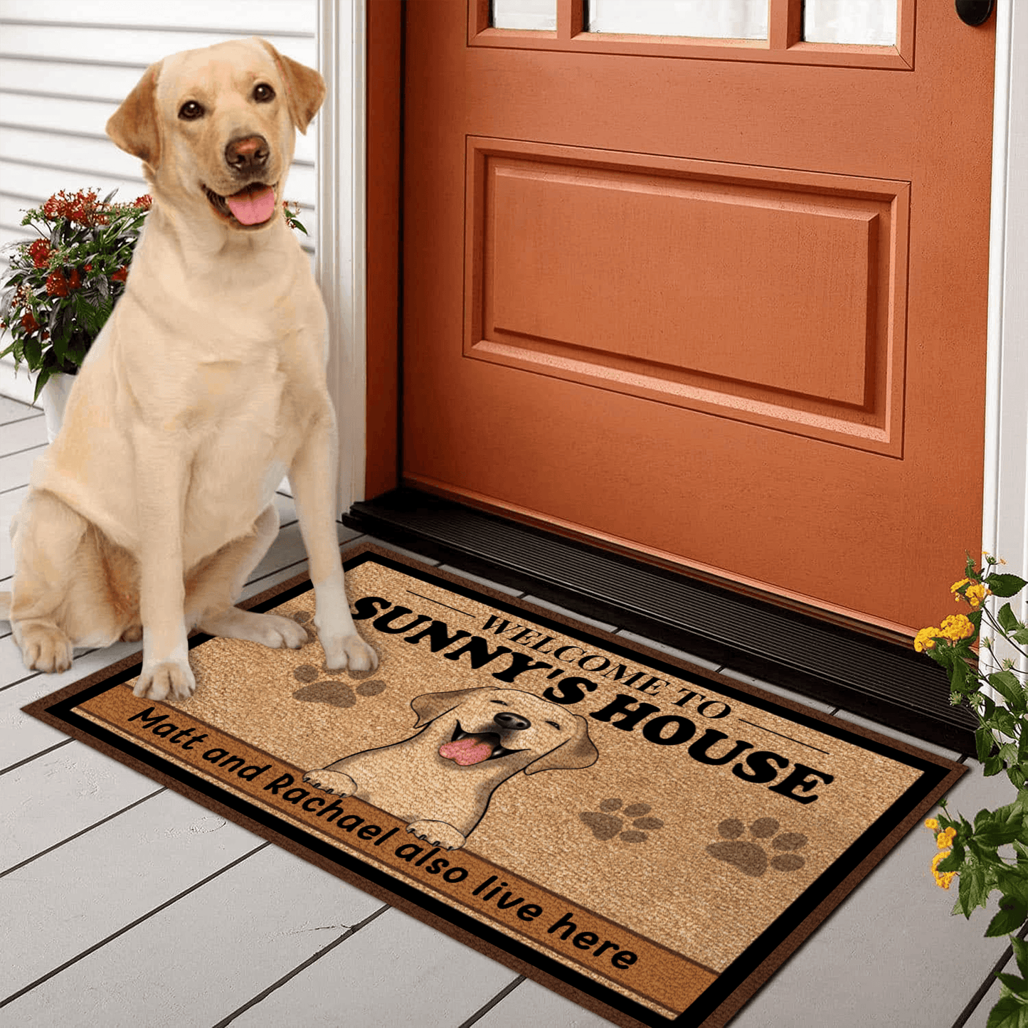 Personalized Dog Doormat - Welcome to Dog's House, the Humans live here too - Custom Gift for Dog Lovers, Owner, Dog Mom, Dog Dad