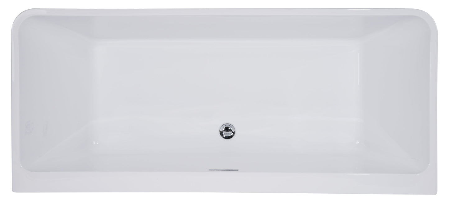 ALFI brand  AB8859 67 inch White Rectangular Acrylic Free Standing Soaking Bathtub