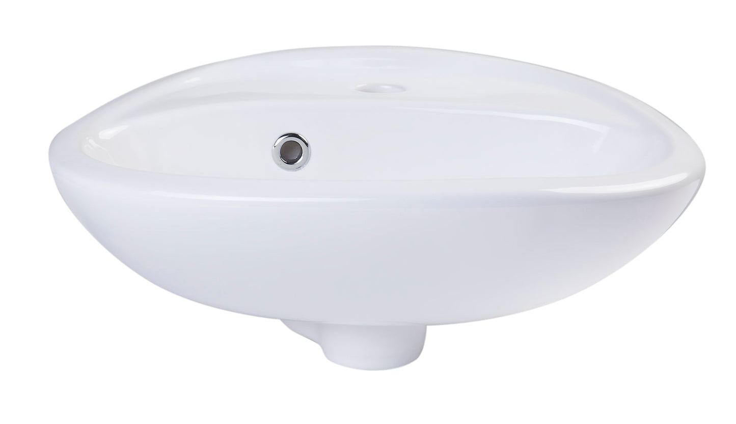ALFI brand  AB106 White Small Porcelain Wall Mount Basin with Overflow