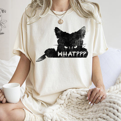 What? Cat And Knife Retro Halloween Comfort Colors Tshirt