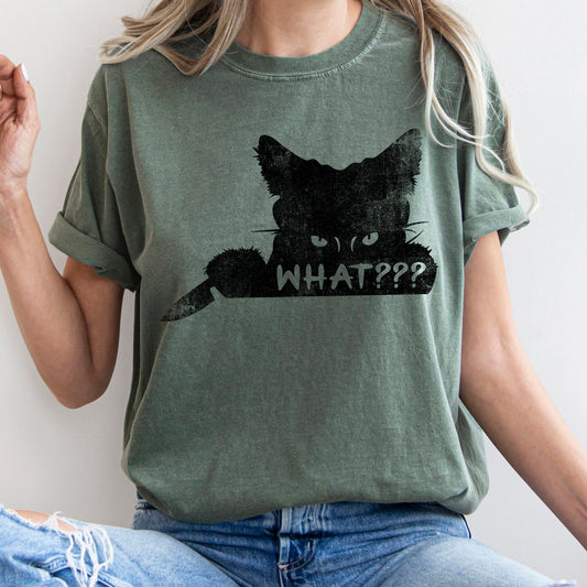 What? Cat And Knife Retro Halloween Comfort Colors Tshirt