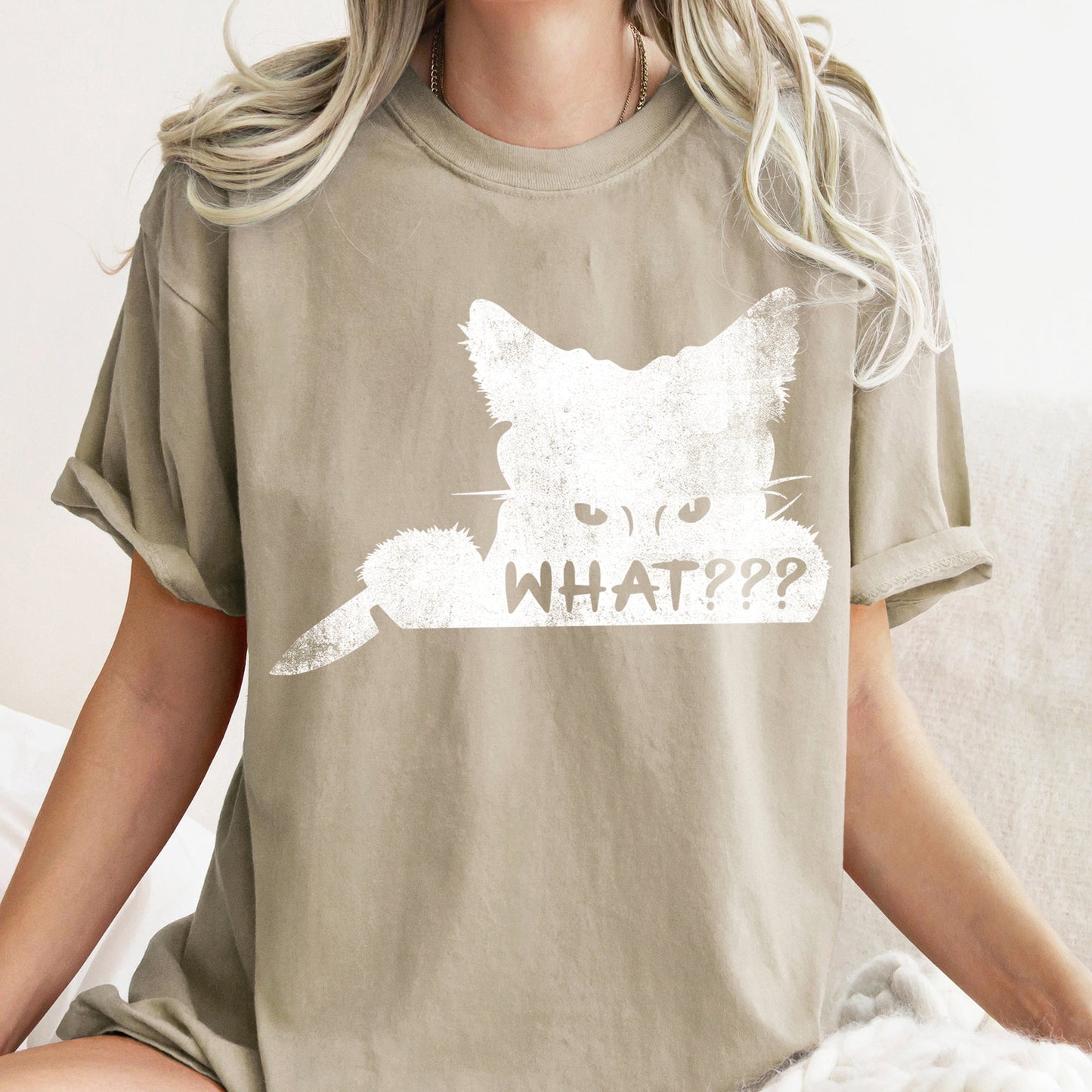 What? Cat And Knife Retro Halloween Comfort Colors Tshirt