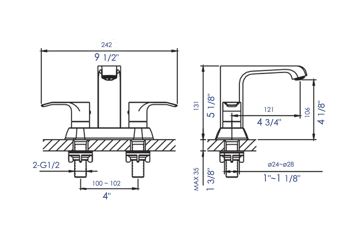 ALFI brand AB1493 Two-Handle 4" Centerset Bathroom Faucet