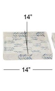 White Mother of Pearl Shell Living Room Décor Tray with Checkerboard Pattern