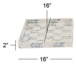 White Mother of Pearl Shell Living Room Décor Tray with Checkerboard Pattern