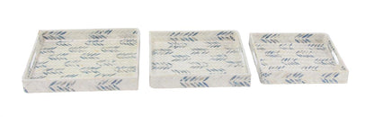White Mother of Pearl Shell Living Room Décor Tray with Checkerboard Pattern