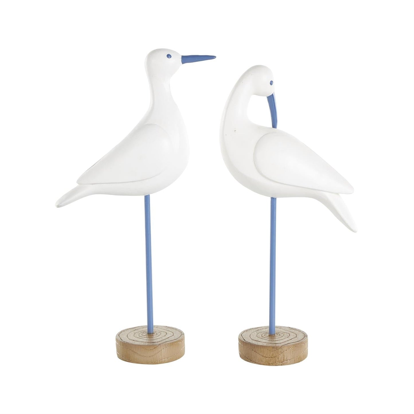 White Polystone Bird Decorative Sculpture with Blue Coral Patterns