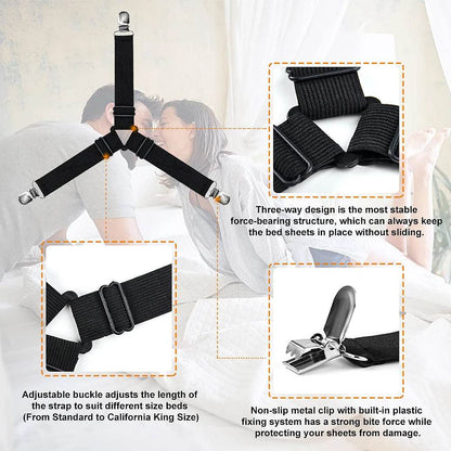 4-Piece Bed Sheet Holder Straps Set for Secure Mattress Fit