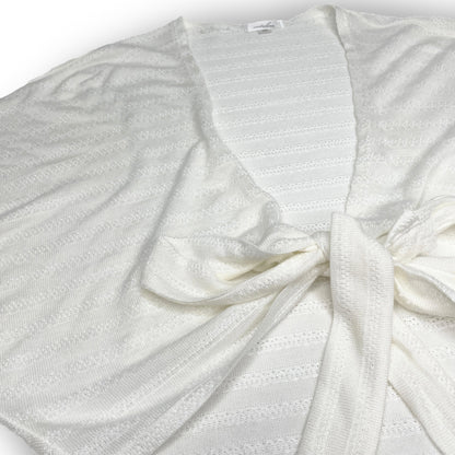 Cropped Sweater Knit Wrap Top Ballet Warm Up - White Intricate