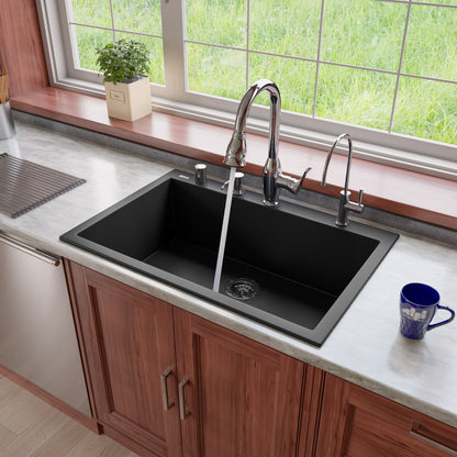 ALFI brand AB3322DI 33" Single Bowl Drop In Granite Composite Kitchen Sink