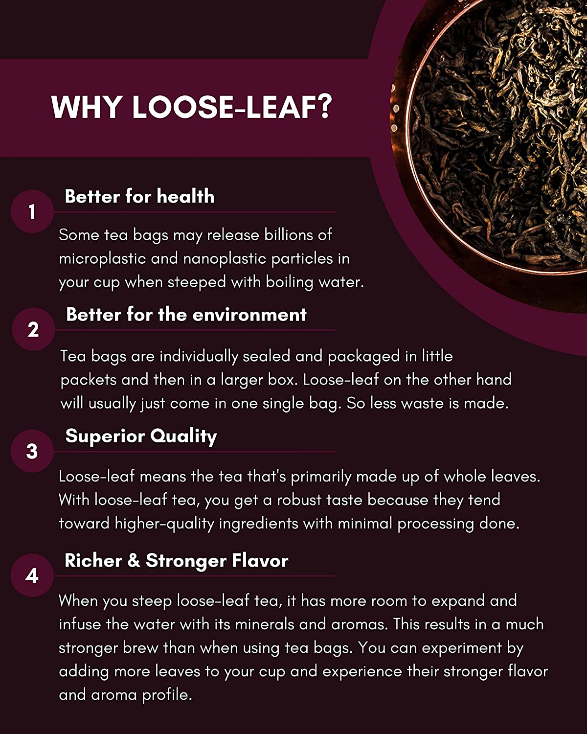 Puerh Tea, Loose Leaf, USDA Organic, Chinese Black, 55+ Cups – 4 Oz (113g)