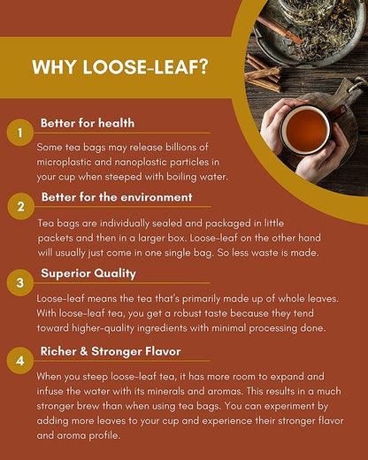 Lemon Essence Black Loose Leaf Tea with Green Rooibos, USDA Organic, 55+ Cups – 4 Oz (113g)