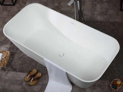 ALFI brand  AB9952 67" White Rectangular Solid Surface Smooth Resin Soaking Bathtub