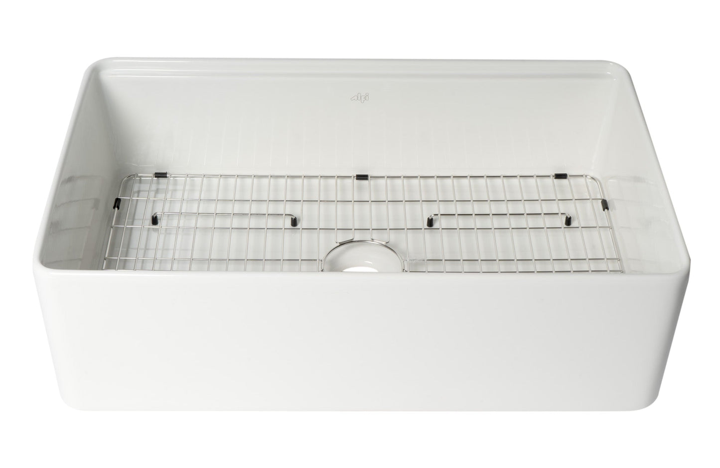 ALFI brand ABFS3320S Workstation 33" x 20" Single Bowl Step Rim Fireclay Farm Sink with Accessories