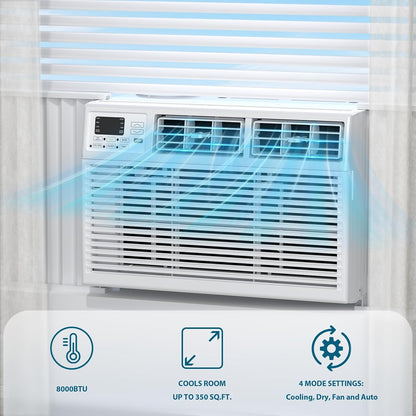 Window Air Conditioner, 8000BTU, 24H Timer, Remote Control A8502W