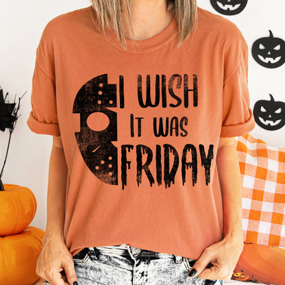 I Wish It Was Friday Retro Halloween Comfort Colors Tshirt