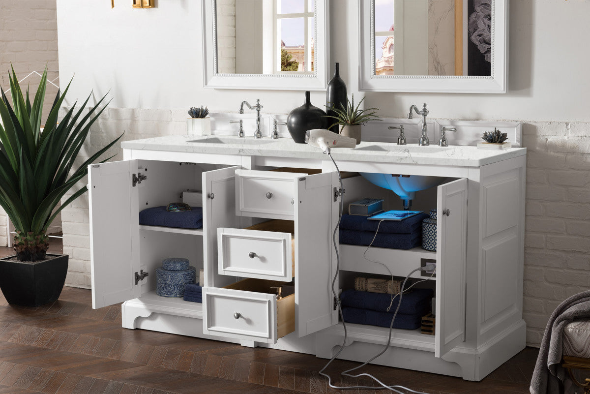 De Soto 72" Double Vanity Cabinet, Bright White