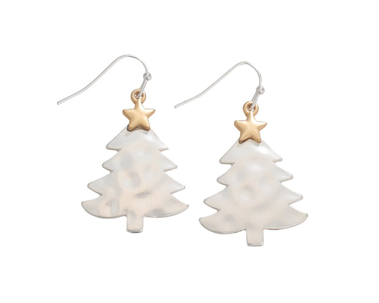 TwoTone Silver Christmas Tree - Earrings