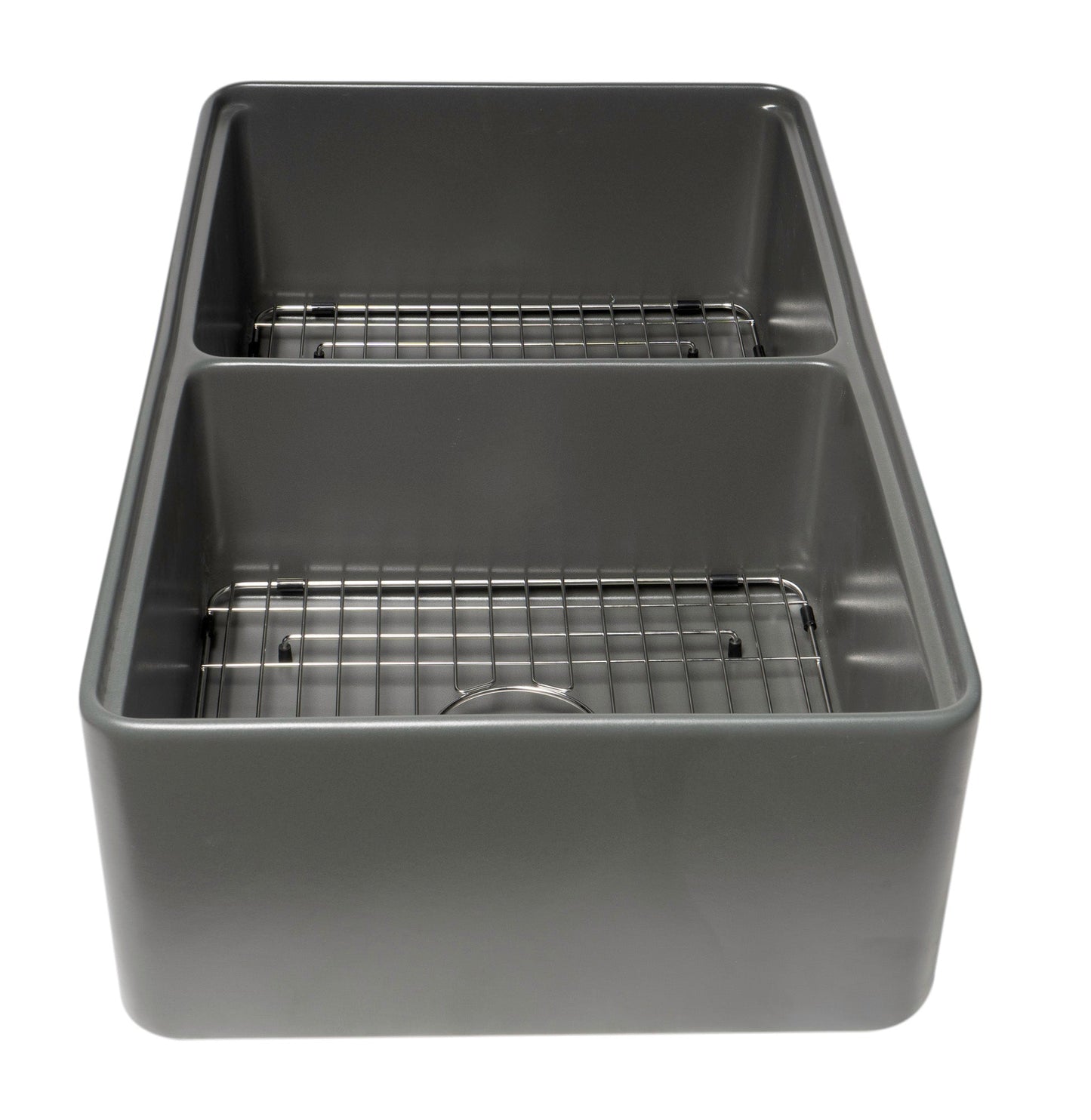 ALFI brand ABFS3320D Workstation 33" x 20" Double Bowl Step Rim Fireclay Farm Sink with Accessories