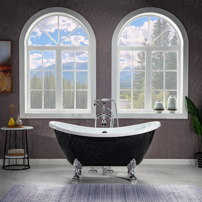 WOODBRIDGE 59" Heavy Duty Acrylic Double Slipper Clawfoot Bath Tub