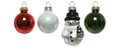 Tube of 9 Glass Ornaments - 30mm - Snowman
