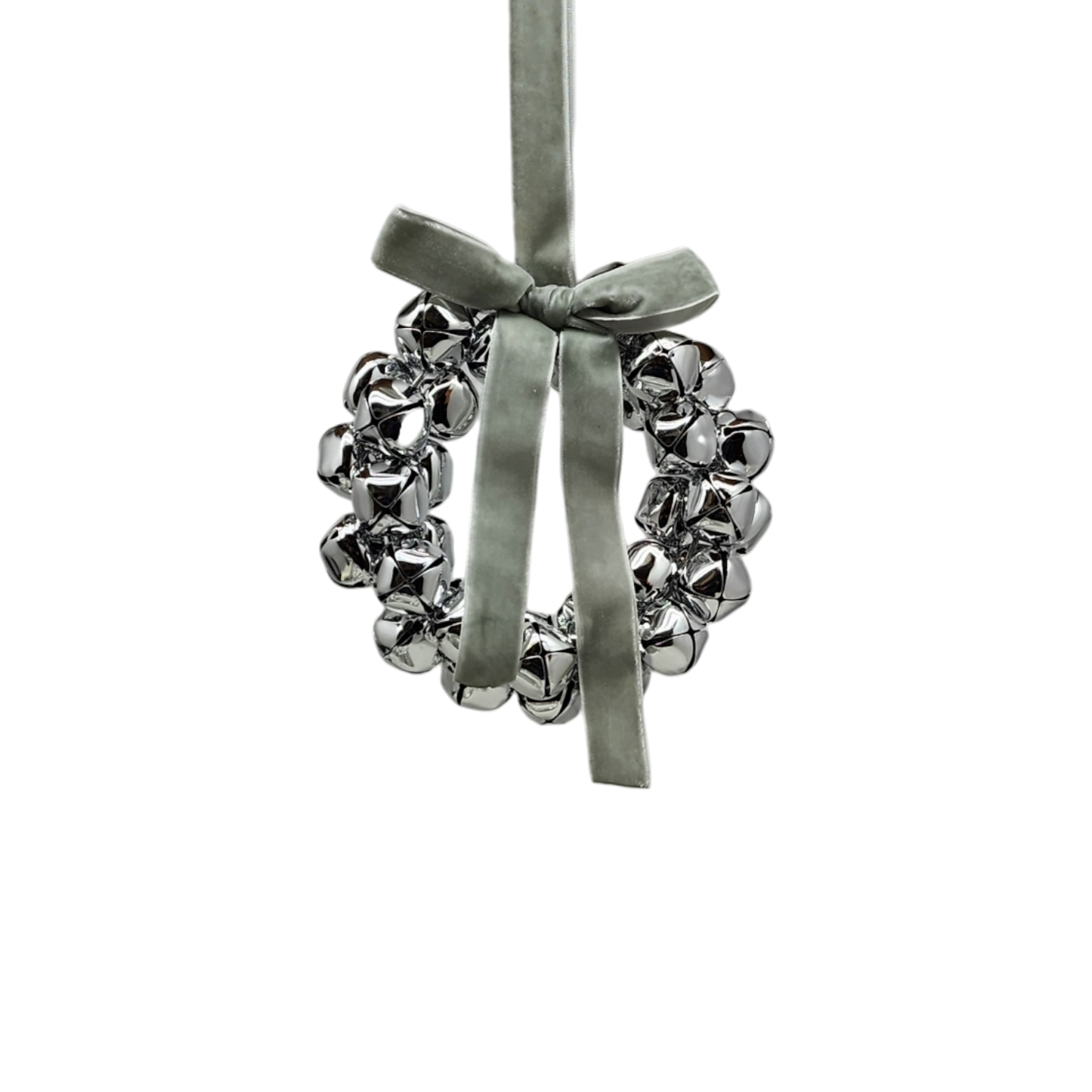 Silver Bell Wreath Ornament - 6 Inch