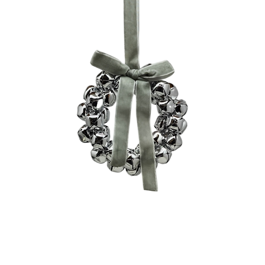 Silver Bell Wreath Ornament - 6 Inch