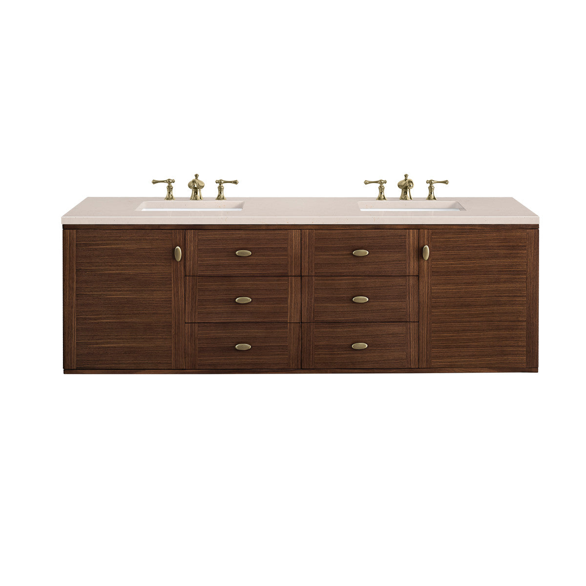 Amberly 72" Double Vanity Cabinet, Mid-Century Walnut
