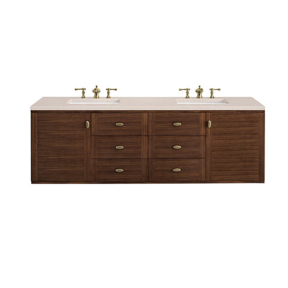 Amberly 72" Double Vanity Cabinet, Mid-Century Walnut