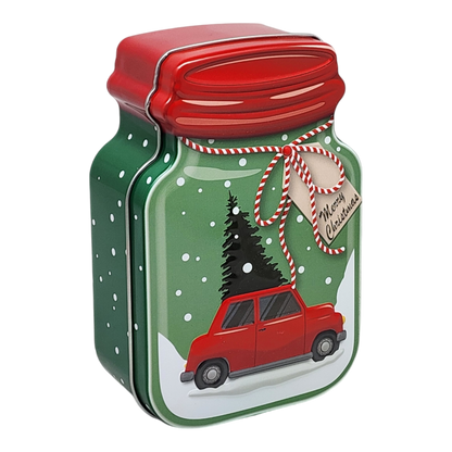 Jar Shaped Christmas Cookie Gift Tin -  On our way to Grandma's