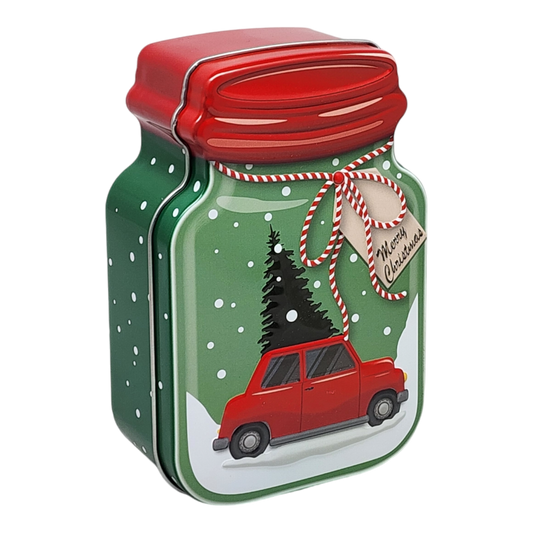Jar Shaped Christmas Cookie Gift Tin -  On our way to Grandma's