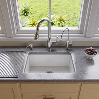ALFI brand  AB2317 23" White Fireclay Undermount Kitchen Sink