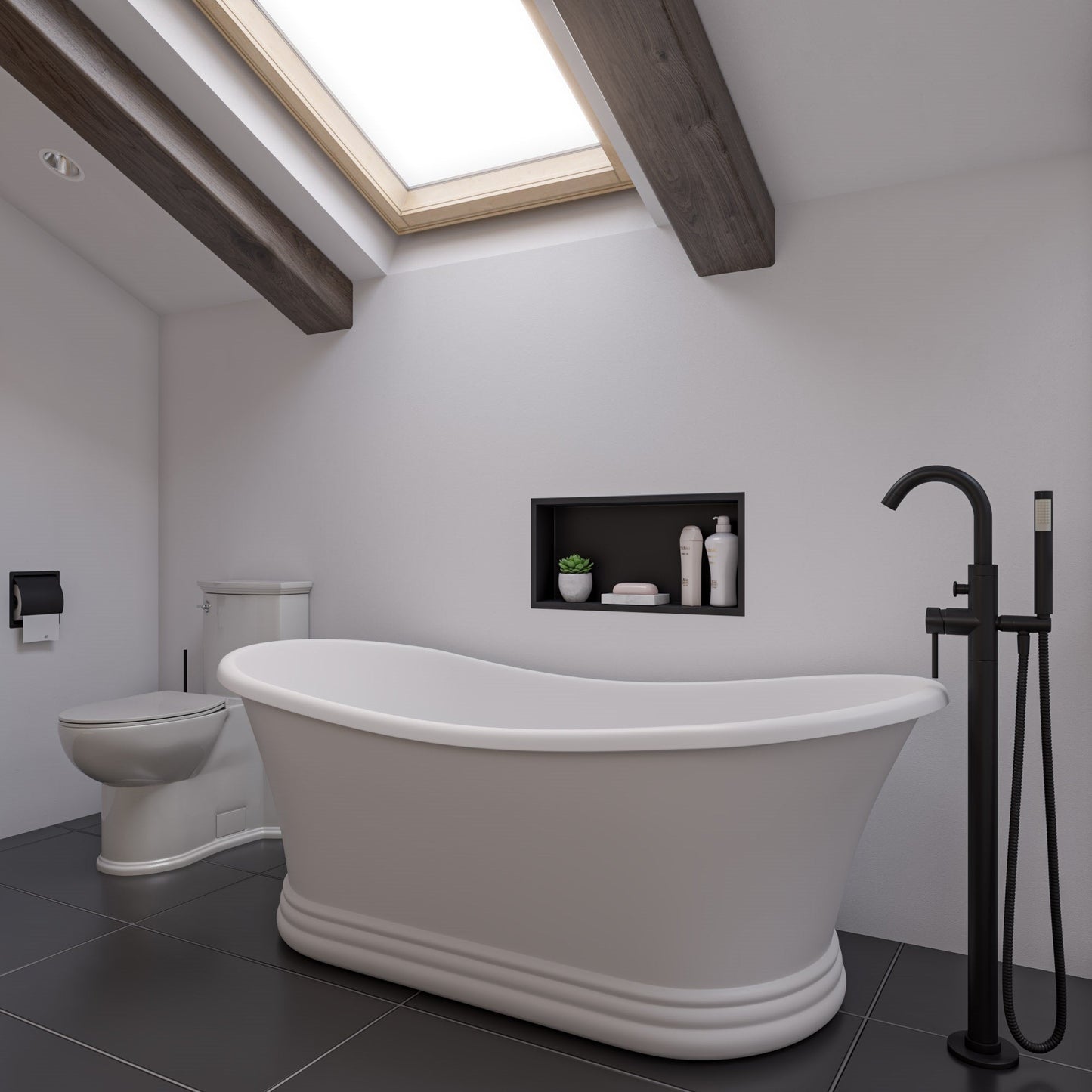 ALFI brand  AB9950 67" White Matte Pedestal Solid Surface Resin Bathtub