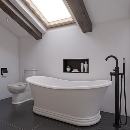ALFI brand  AB9950 67" White Matte Pedestal Solid Surface Resin Bathtub