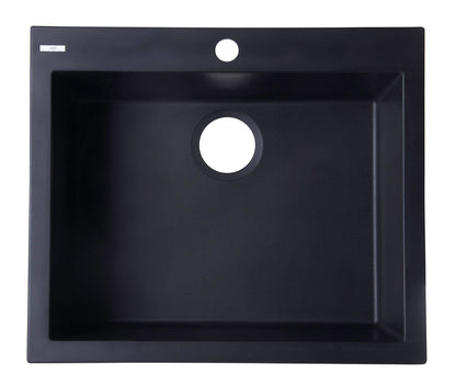 ALFI brand AB2420DI 24" Drop-In Single Bowl Granite Composite Kitchen Sink