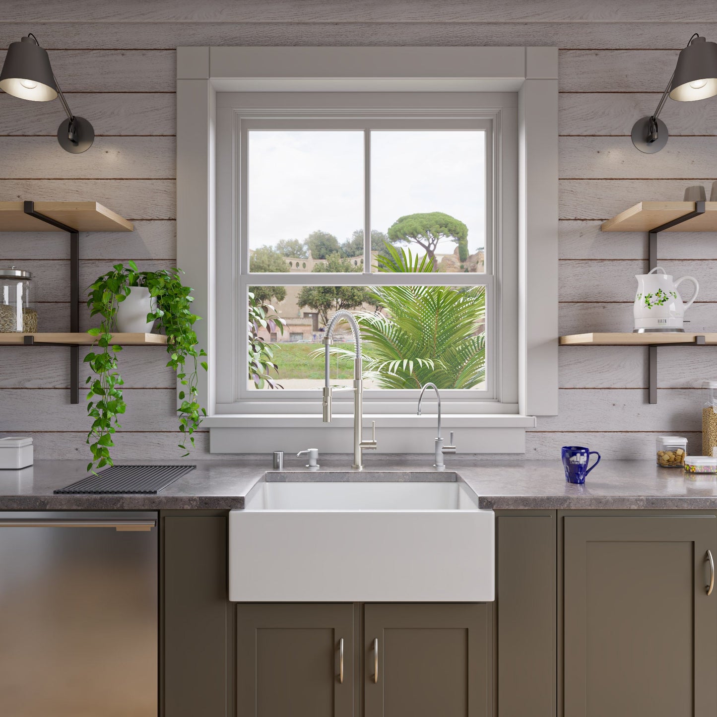 ALFI brand AB3018SB Smooth Apron Thick Wall Fireclay Single Bowl Farm Sink