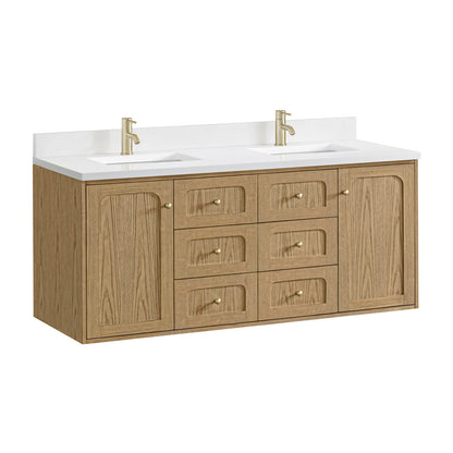 Laurent 60" Double Vanity, Light Natural Oak