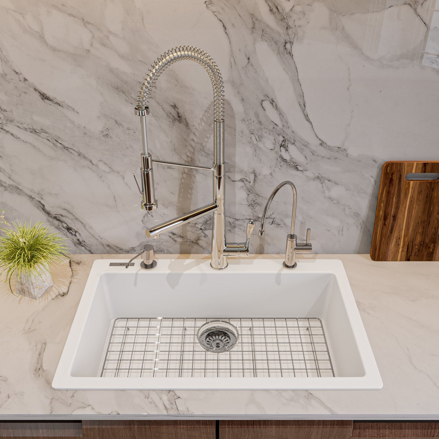 ALFI brand AB3020DI 30" Drop-In Single Bowl Granite Composite Kitchen Sink