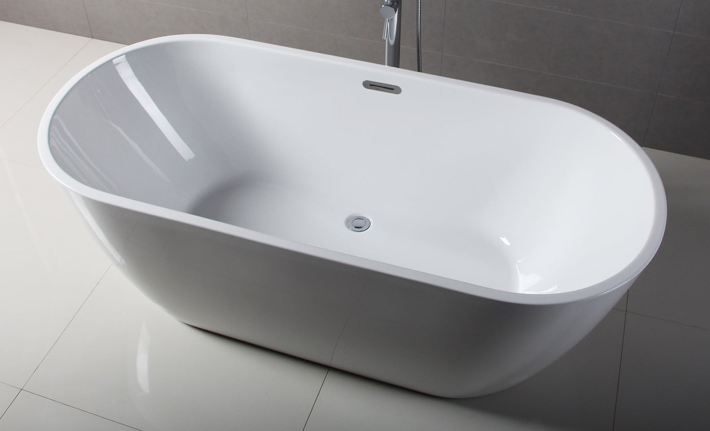 ALFI brand  AB8839 67 inch White Oval Acrylic Free Standing Soaking Bathtub