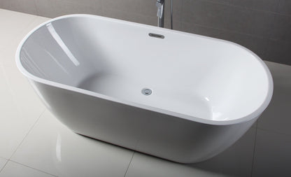 ALFI brand  AB8839 67 inch White Oval Acrylic Free Standing Soaking Bathtub