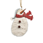 Wood and Fur Snowman Ornament - Grey Snow Hat
