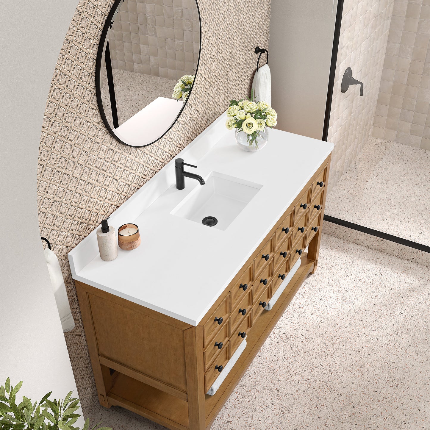Malibu 60" Single Vanity Cabinet, Amber Birch