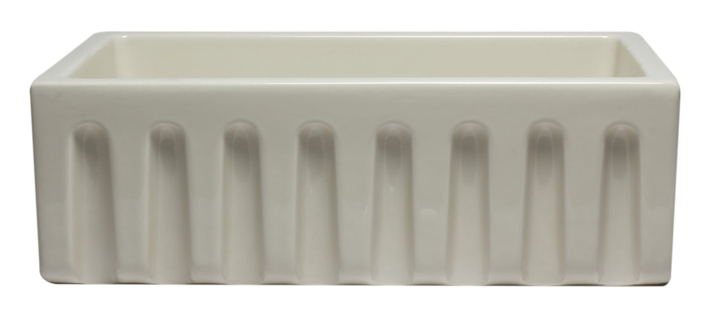 ALFI brand AB3018HS Reversible Smooth / Fluted Single Bowl Fireclay Farm Sink